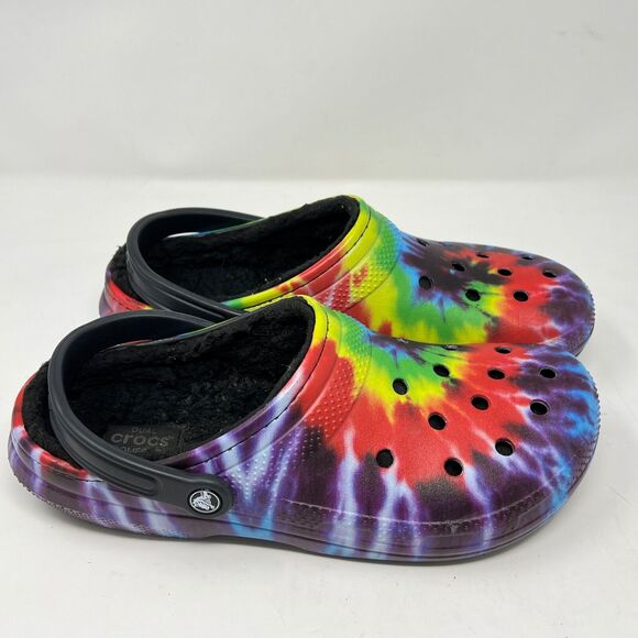 CROCS Classic Lined Tie Dye Clog Fuzzy Unisex 11 Mens - Picture 1 of 10